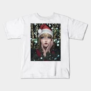 Portrait Of Anime Female Santa Kids T-Shirt